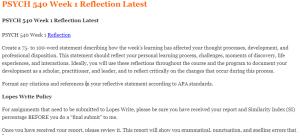 PSYCH 540 Week 1 Reflection Latest