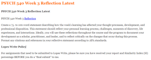 PSYCH 540 Week 3 Reflection Latest