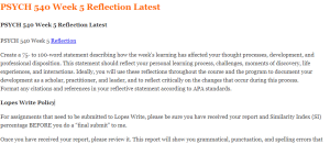 PSYCH 540 Week 5 Reflection Latest