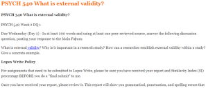 PSYCH 540 What is external validity