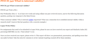 PSYCH 540 What is internal validity