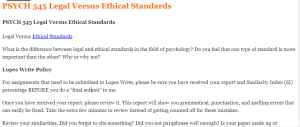 PSYCH 545 Legal Versus Ethical Standards