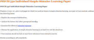 PSYCH 550 Individual Simple Stimulus Learning Paper