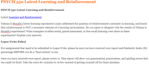 PSYCH 550 Latent Learning and Reinforcement