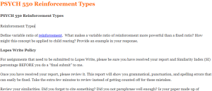 PSYCH 550 Reinforcement Types