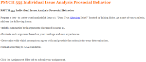 PSYCH 555 Individual Issue Analysis Prosocial Behavior