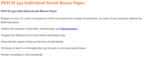 PSYCH 555 Individual Social Biases Paper