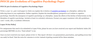 PSYCH 560 Evolution of Cognitive Psychology Paper