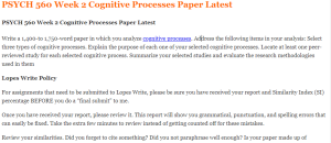 PSYCH 560 Week 2 Cognitive Processes Paper Latest