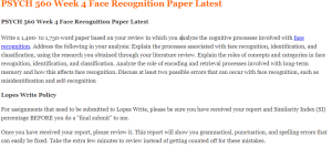 PSYCH 560 Week 4 Face Recognition Paper Latest