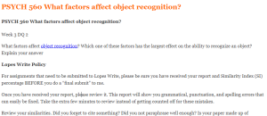 PSYCH 560 What factors affect object recognition