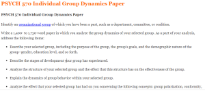 PSYCH 570 Individual Group Dynamics Paper