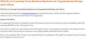 PSYCH 570 Learning Team Relationship between Organizational Design and Culture