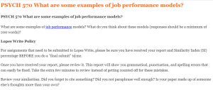 PSYCH 570 What are some examples of job performance models