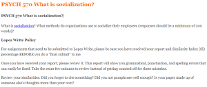 PSYCH 570 What is socialization