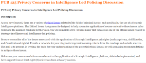 PUB 125 Privacy Concerns in Intelligence Led Policing Discussion