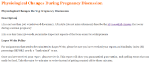 Physiological Changes During Pregnancy Discussion