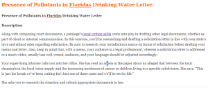 Presence of Pollutants in Floridas Drinking Water Letter