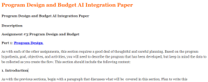 Program Design and Budget AI Integration Paper