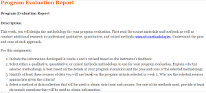 Program Evaluation Report