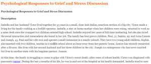 Psychological Responses to Grief and Stress Discussion