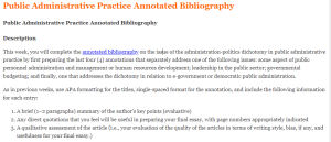 Public Administrative Practice Annotated Bibliography