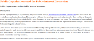 Public Organizations and the Public Interest Discussion