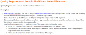 Quality Improvement Issue in Healthcare Sector Discussion