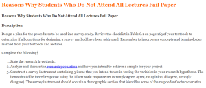 Reasons Why Students Who Do Not Attend All Lectures Fail Paper