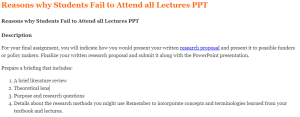 Reasons why Students Fail to Attend all Lectures PPT