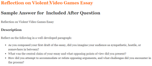 Reflection on Violent Video Games Essay