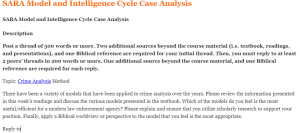 SARA Model and Intelligence Cycle Case Analysis