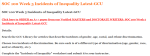 SOC 100 Week 5 Incidents of Inequality Latest-GCU