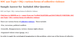 SOC 220 Topic 7 DQ 1 various forms of collective violence