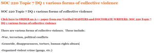 SOC 220 Topic 7 DQ 1 various forms of collective violence