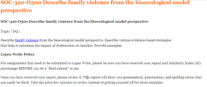 SOC-320-O500 Describe family violence from the bioecological model perspective