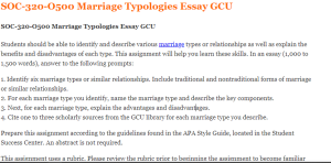 SOC-320-O500 Marriage Typologies Essay GCU