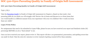 SOC-320-O500 Parenting Quality in Family of Origin Self-Assessment