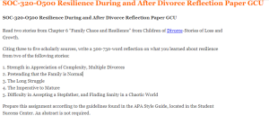 SOC-320-O500 Resilience During and After Divorce Reflection Paper GCU