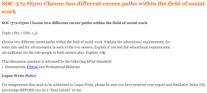 SOC-372-O500 Choose two different career paths within the field of social work