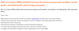 SOC-372-O500 Differentiate between the three group work models social goals, remedial goals, and reciprocal goals