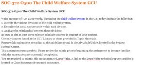 SOC-372-O500 The Child Welfare System GCU