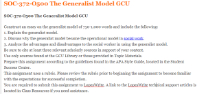 SOC-372-O500 The Generalist Model GCU