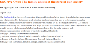 SOC-372-O500 The family unit is at the core of our society