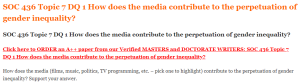 SOC 436 Topic 7 DQ 1 How does the media contribute to the perpetuation of gender inequality