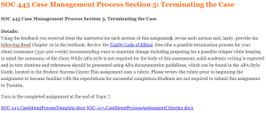 SOC 445 Case Management Process Section 5 Terminating the Case