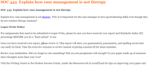 SOC 445  Explain how case management is not therapy
