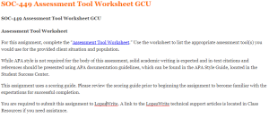 SOC-449 Assessment Tool Worksheet GCU