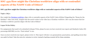 SOC-449 How might the Christian worldview align with or contradict aspects of the NASW Code of Ethics