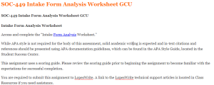 SOC-449 Intake Form Analysis Worksheet GCU